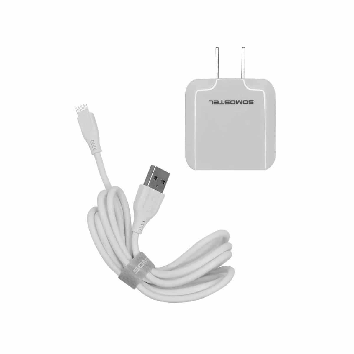 Cargador Carga Rápida USB Tipo Lightning Color Blanco Somostel