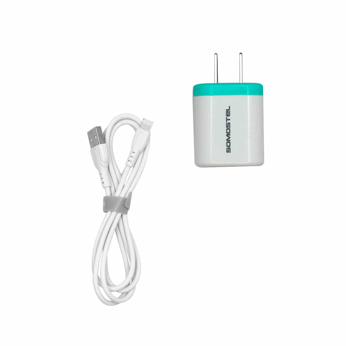 Cargador 2 en 1 Con Cable USB Tipo Lightning Color Verde Somostel