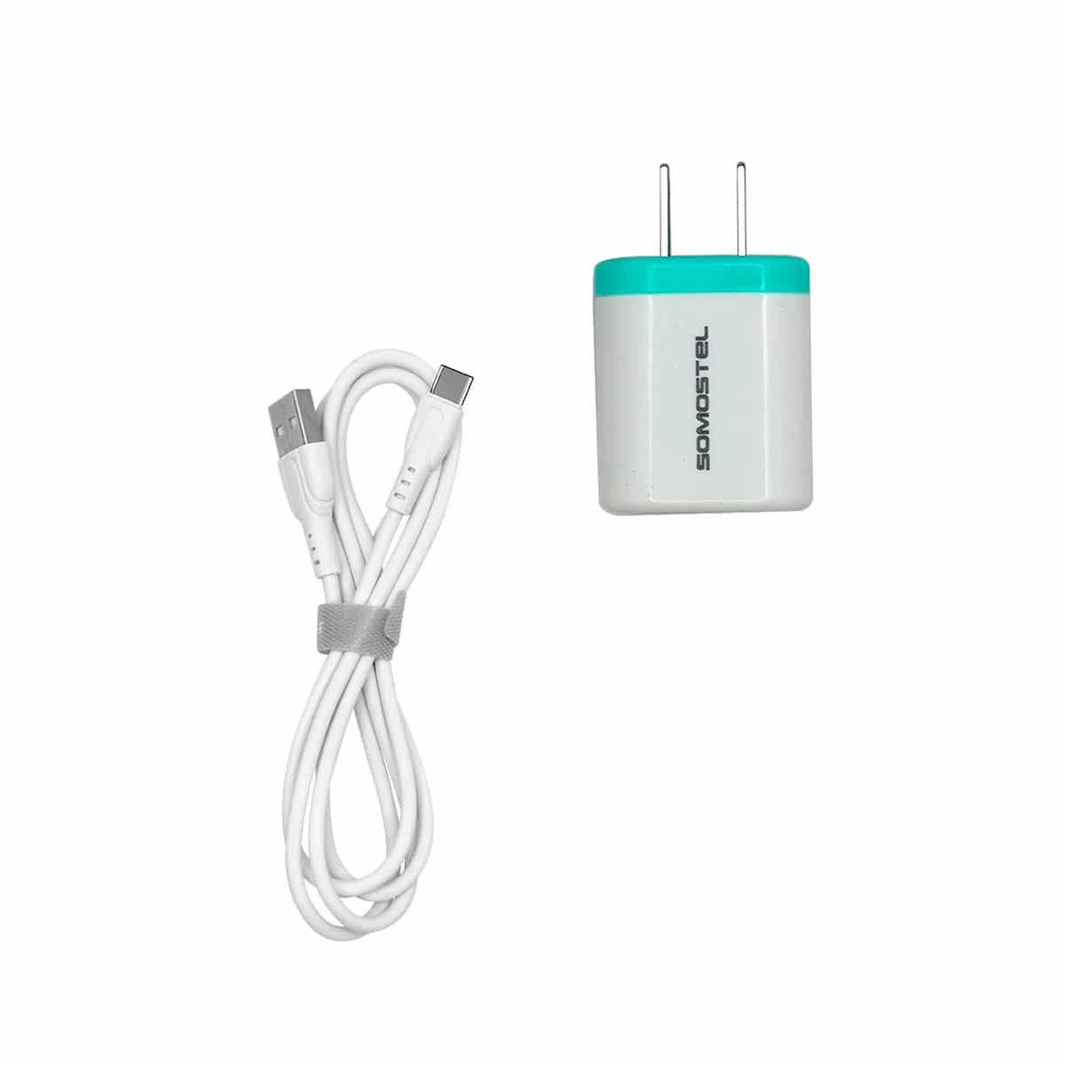 Cargador 2 en 1 Con Cable USB Tipo C Color Verde Somostel