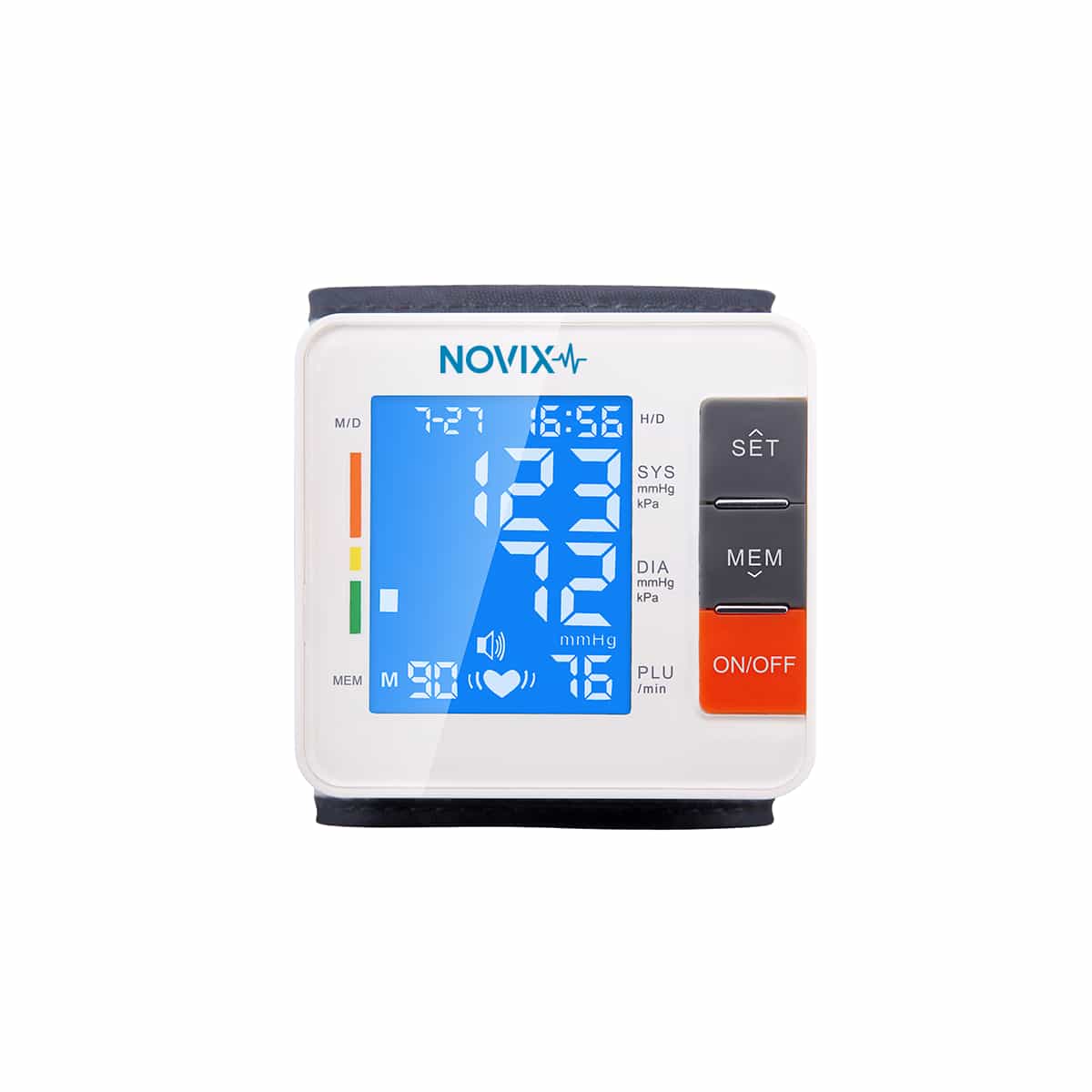 Tensiómetro Digital de Muñeca con Pantalla LCD Color Blanco Novix