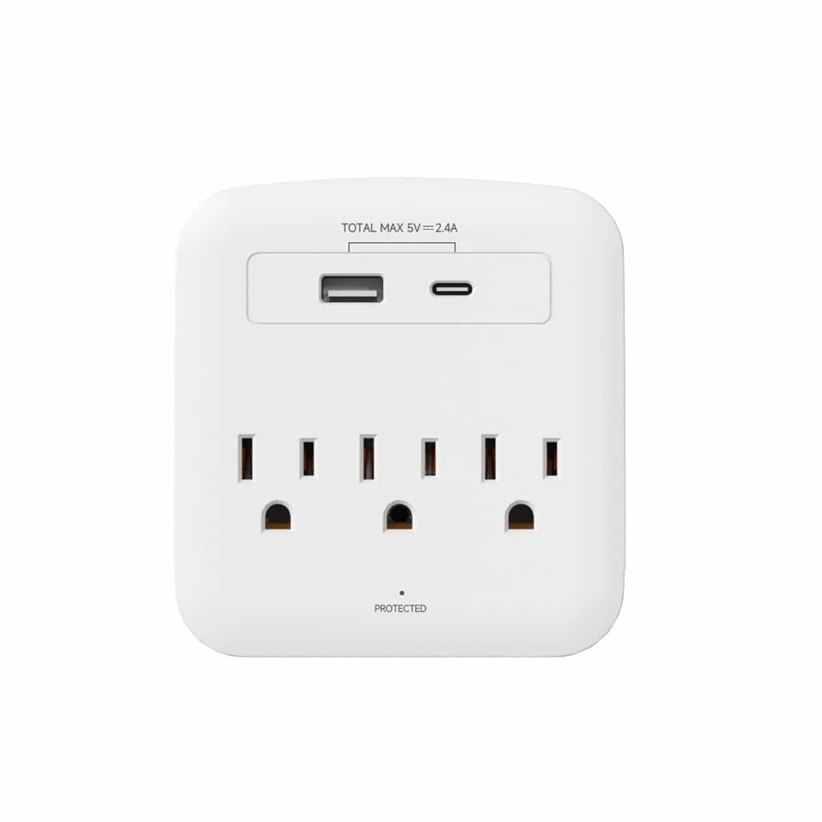 Regleta Cuadrada De 3 Tomas Con Puertos USB Y Tipo C Energizer