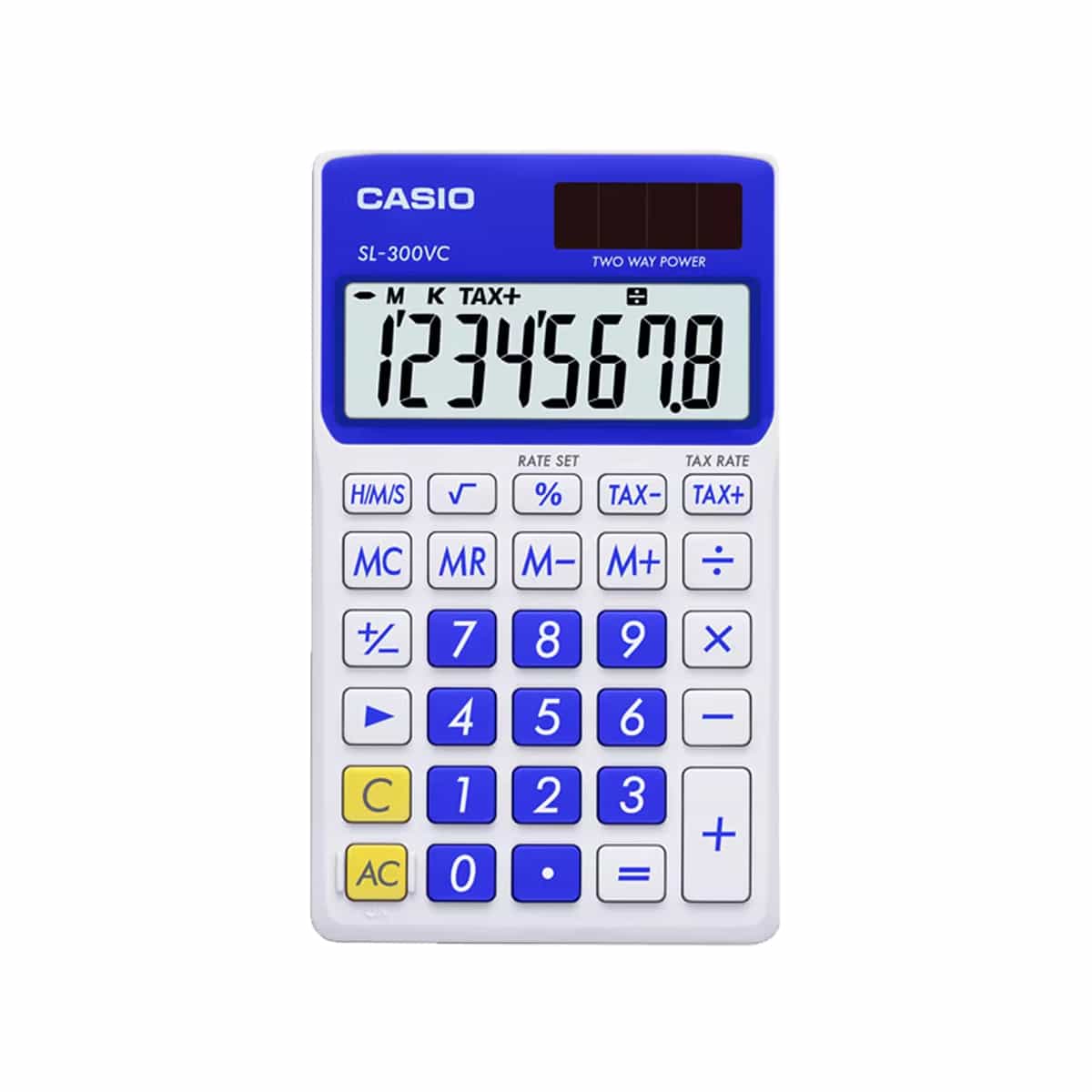 Calculadora Portatil 8 Digitos Energia Solar Y Batería Color Azul Casio