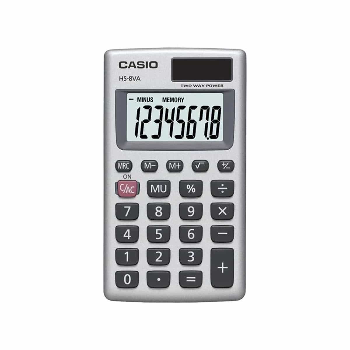 Calculadora Portatil 8 Digitos Energia Solar Y Batería Color Plateado Casio