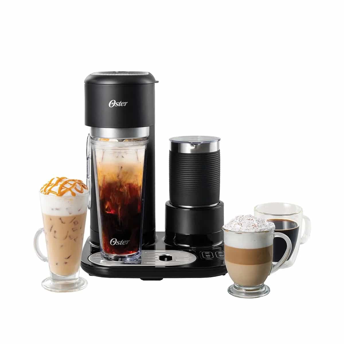 Cafetera Multifuncional 4 en 1 con Espumador de Leche Color Negro Oster