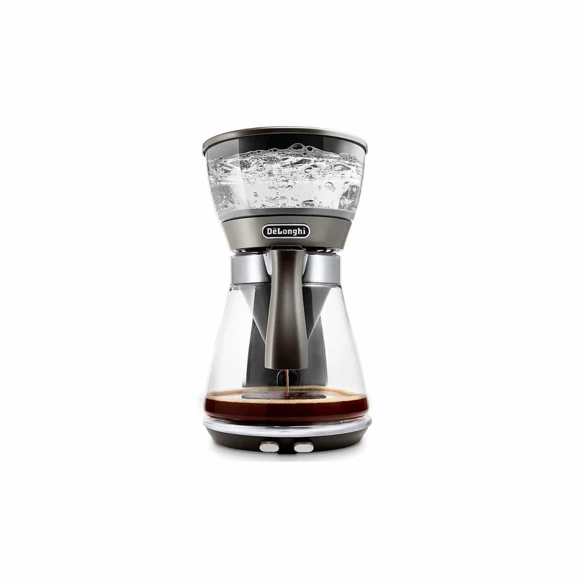 Cafetera Especial 3 en 1 en Acero y Cristal DeLonghi