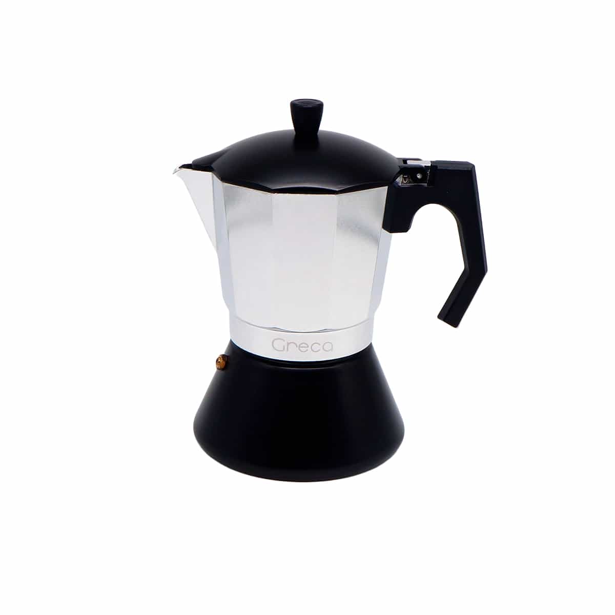 Cafetera 09 Tazas Color Negro y Plata Greca